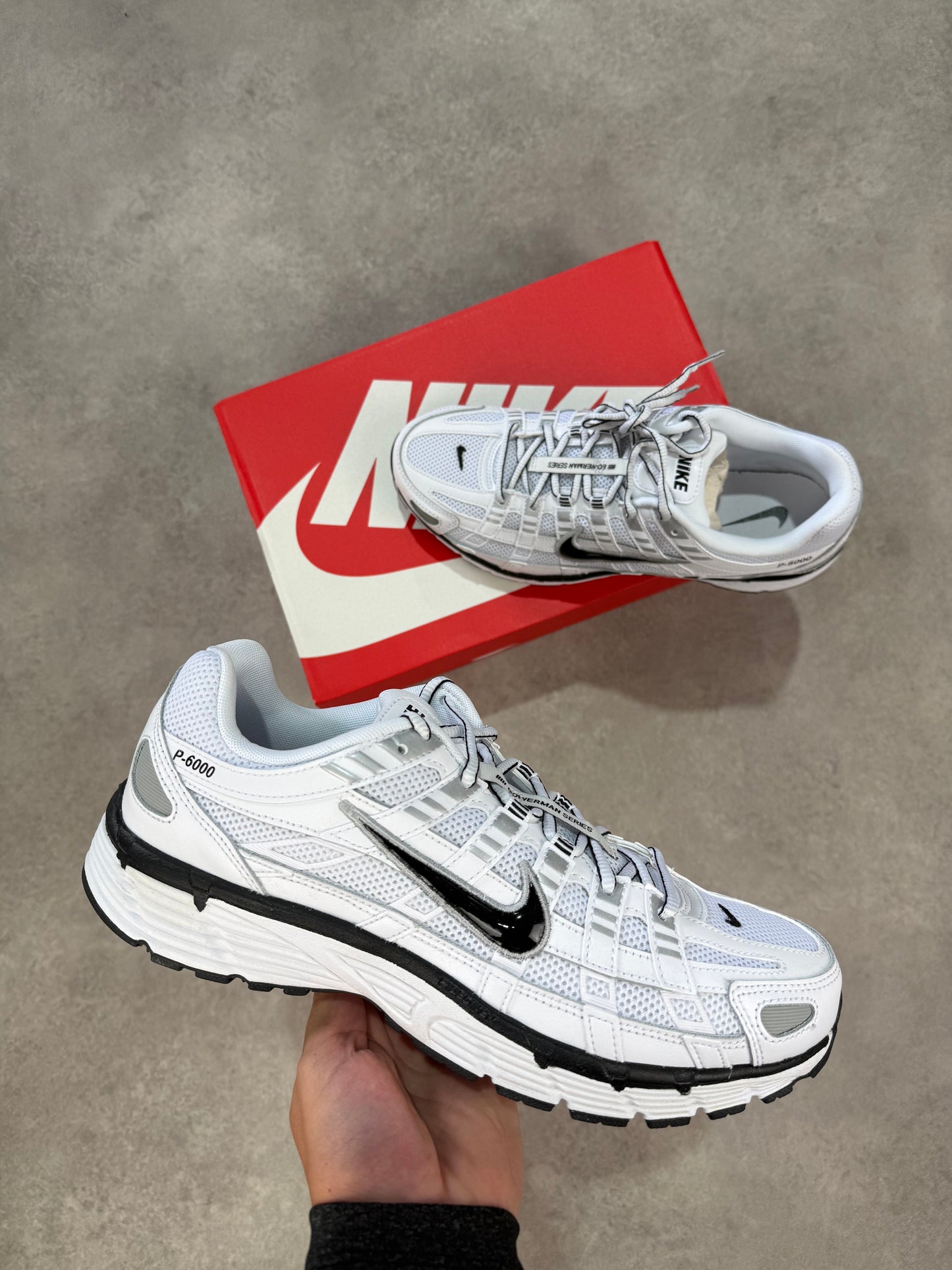 Nike P-6000 White/Black-Metallic Silver