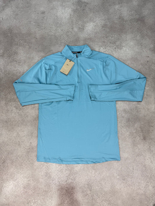 Nike Dri-Fit 1/2 Zip Running Top - Denim Turquoise/worn blue